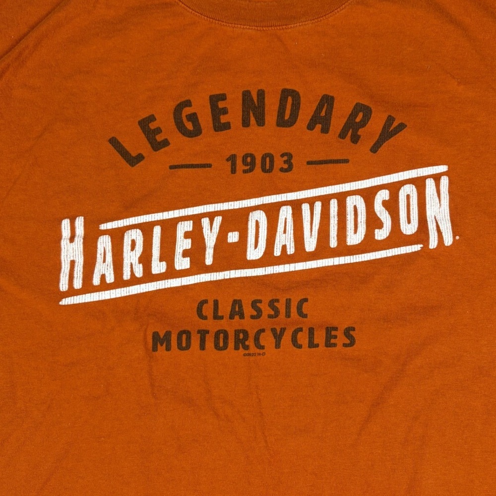 Harley Davidson T-Shirt Mens XL Orange Sun Denver Colorado Graphic Tee USA Made - Picture 2 of 8
